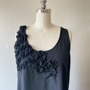 Lush Black Sleeveless Top With Ruffles